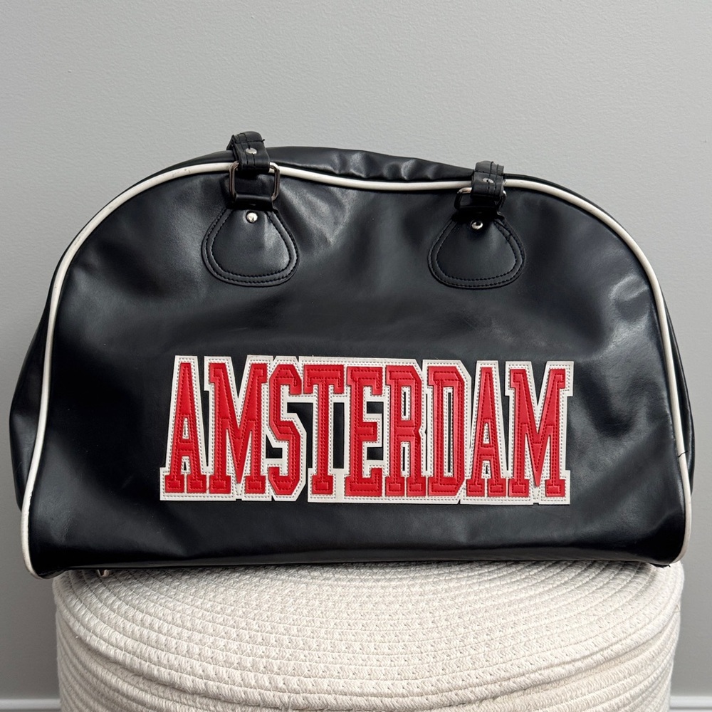 Amsterdam Black Vegan Leather Duffel Bag